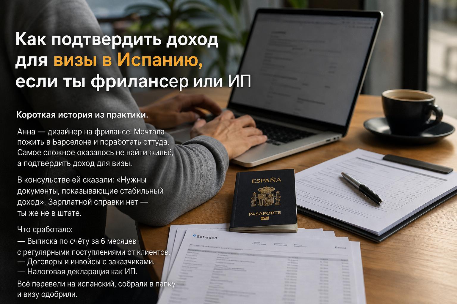 Как подтвердить доход для визы в Испанию, если ты фрилансер или ИП. Короткая история из практики