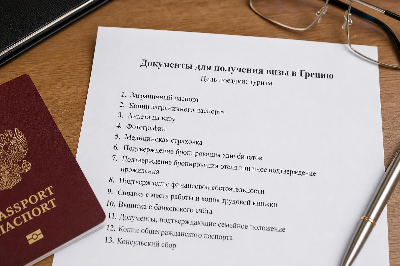Какие документы нужны для визы в Грецию, если цель поездки — туризм, а не бизнес?. Общий список документов