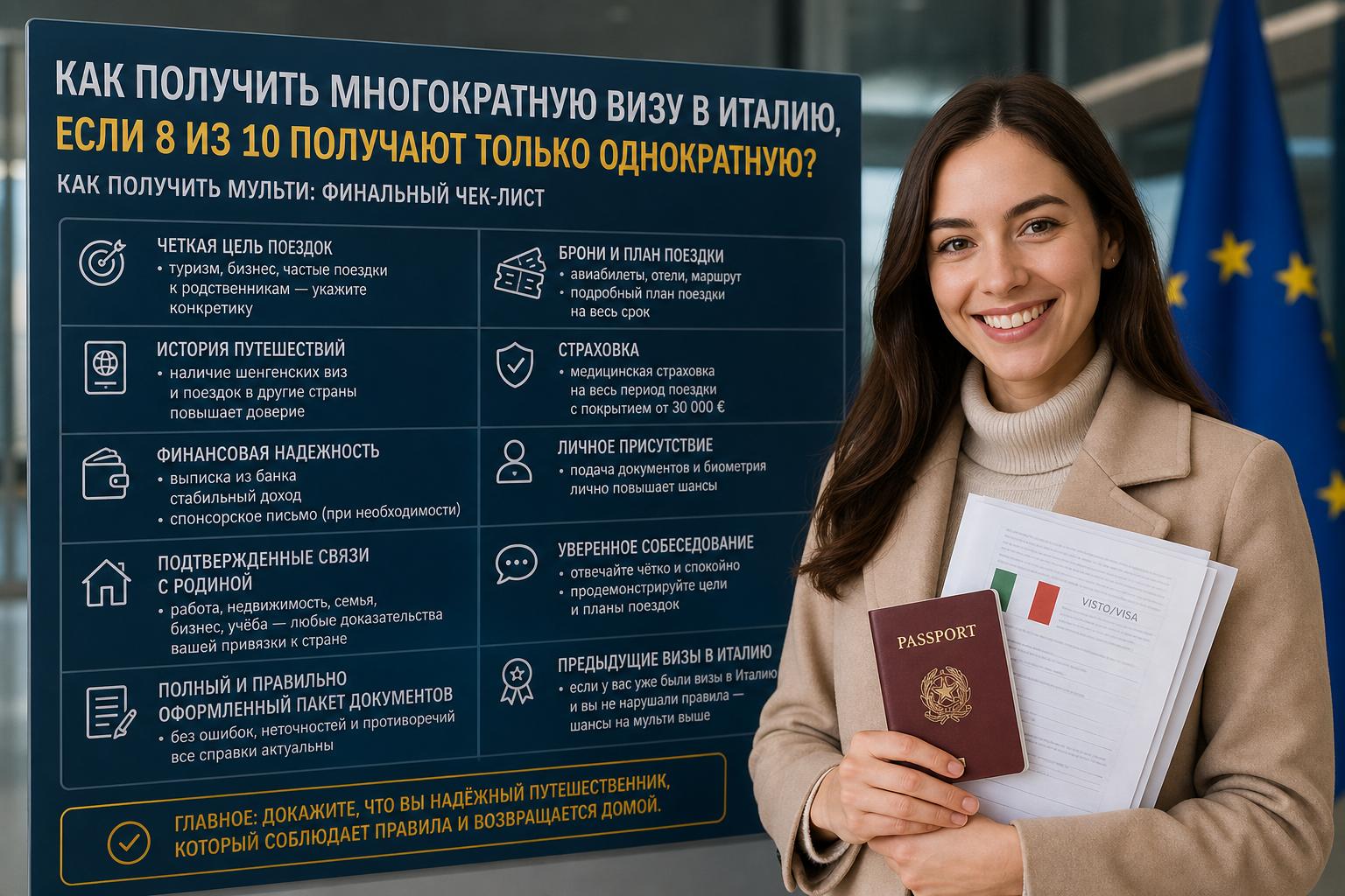 Как получить многократную визу в Италию, если 8 из 10 получают только однократную?. Как получить мульти: финальная чек-лист Как получить многократную визу в Италию, если 8 из 10 получают только однократную?. Как получить мульти: финальная чек-лист