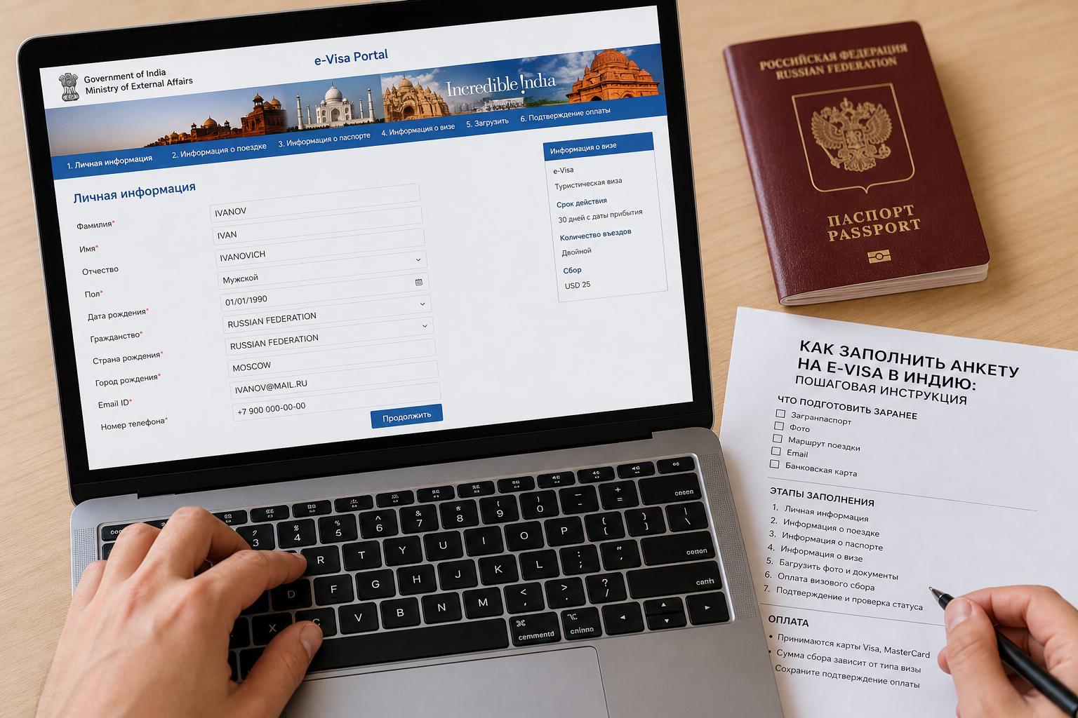Как заполнить анкету на e-visa в Индию: фото, данные паспорта, оплаты — пошаговая инструкция. Что подготовить заранее