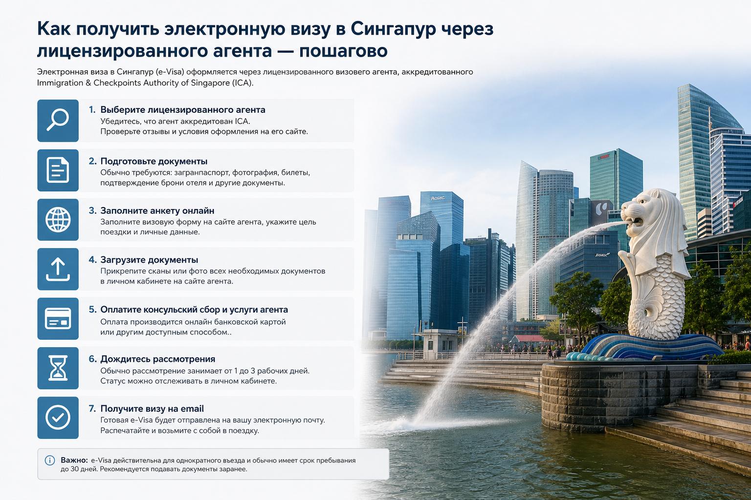 Как получить электронную визу в Сингапур через лицензированного агента — пошагово