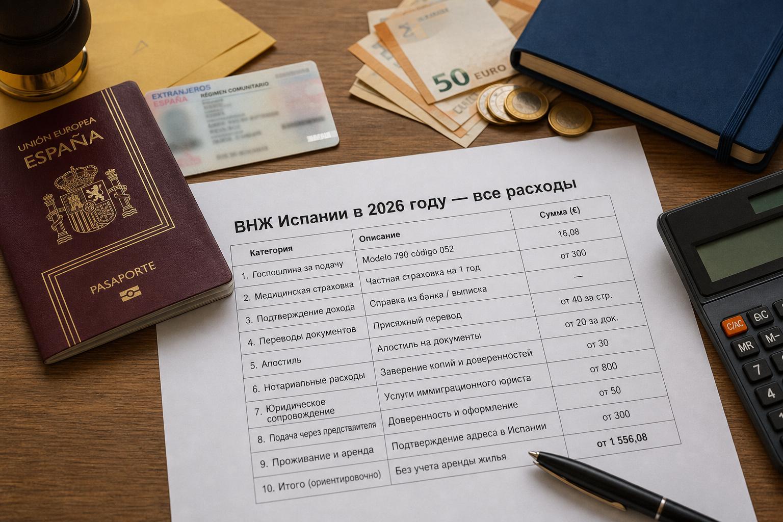 Сколько стоит получить ВНЖ Испании в 2026 — все сборы, переводы, апостили